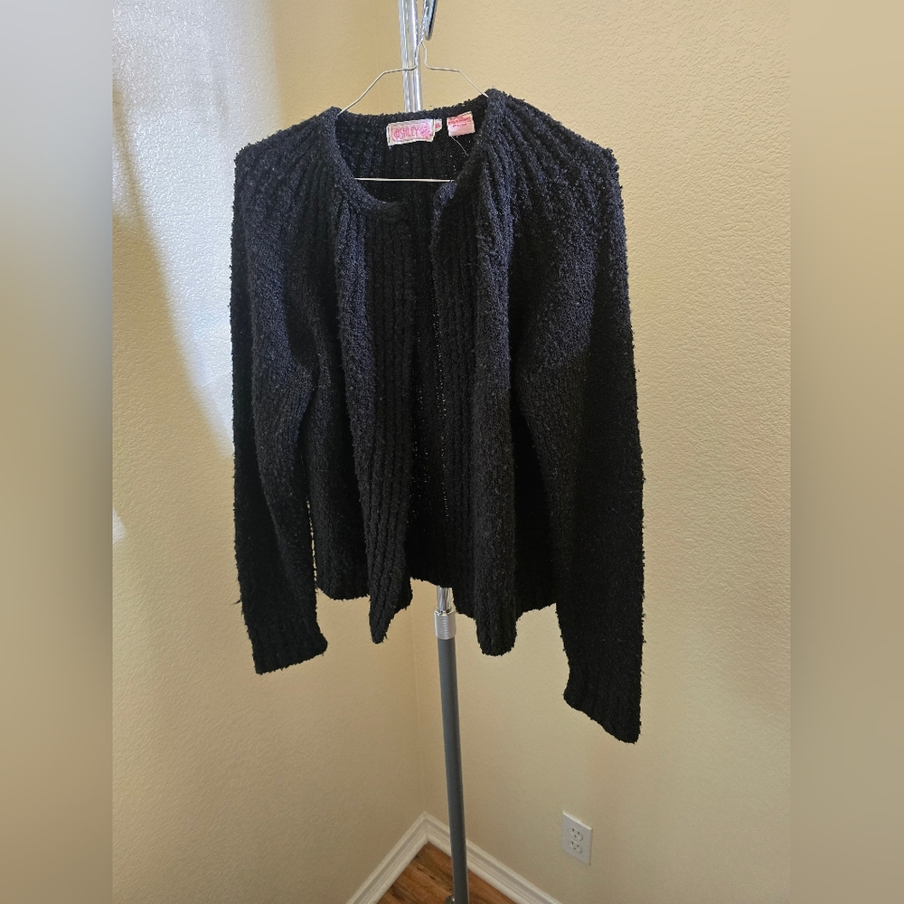 Ashley Long Sleeve Open Front Black Cardigan